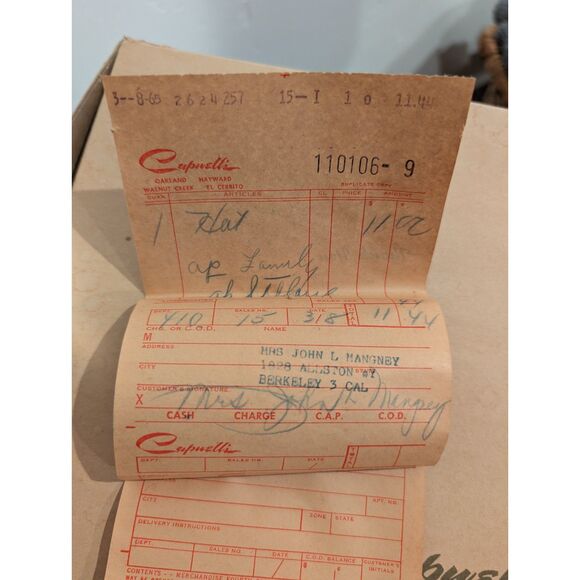 1965 Noreen Pillbox Hat w/ Veil • Satin & Fur‑Like Trim • Box + Receipt main image 5